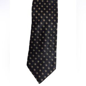 Ermenegildo Zegna black and gold geometric / diamond print silk necktie